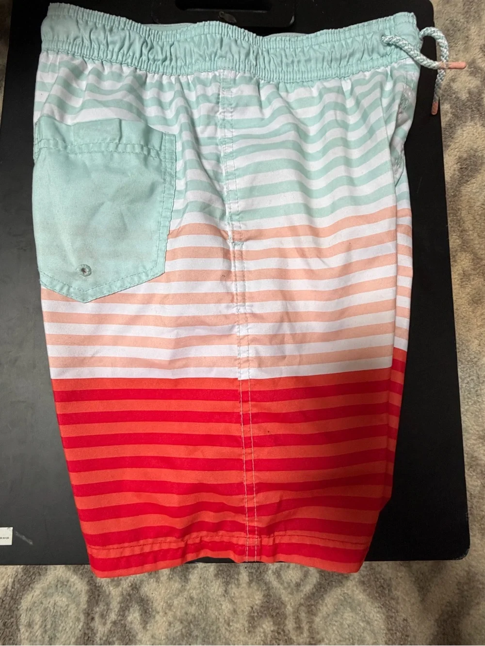 Cat & Jack Striped Swim Shorts in Red, Peach & Mint